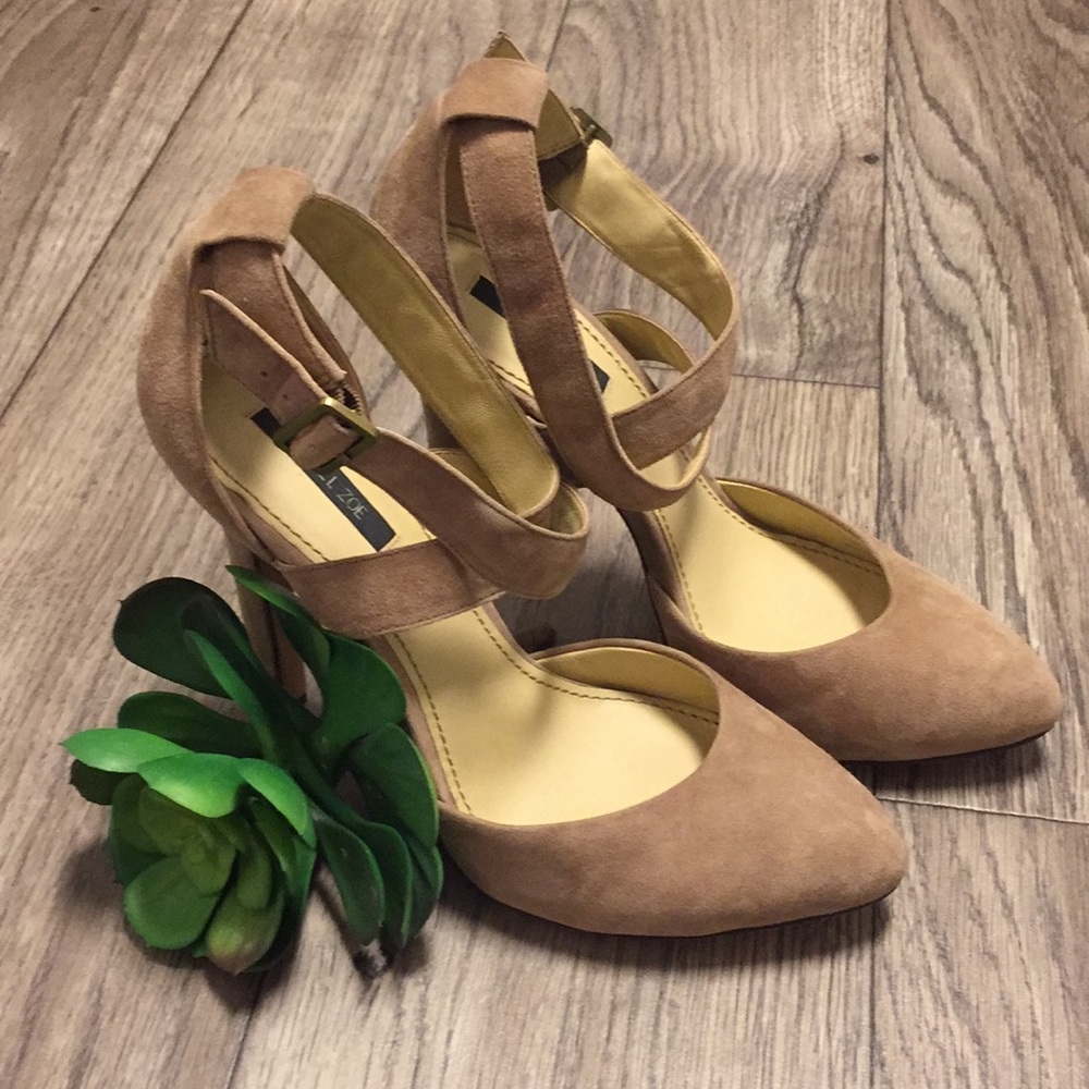 RACHEL ZOE- Ankle wrap suede heel sz 8 1/2.